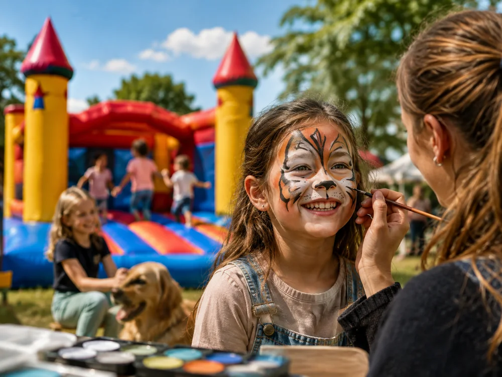 Kinderprogramm mit Hüpfburg und Kinderschminken